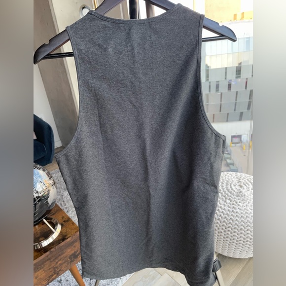 Medium Gray Bylt Basics Tank Top with Pastel Pink Chest Pocket. NEW. NEVER WORN - Picture 2 of 3